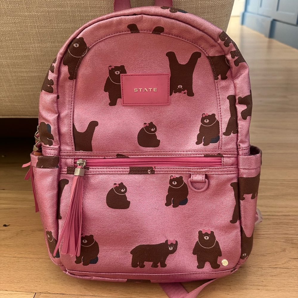 STATE Kids Mini Pink Backpack with Bear Design